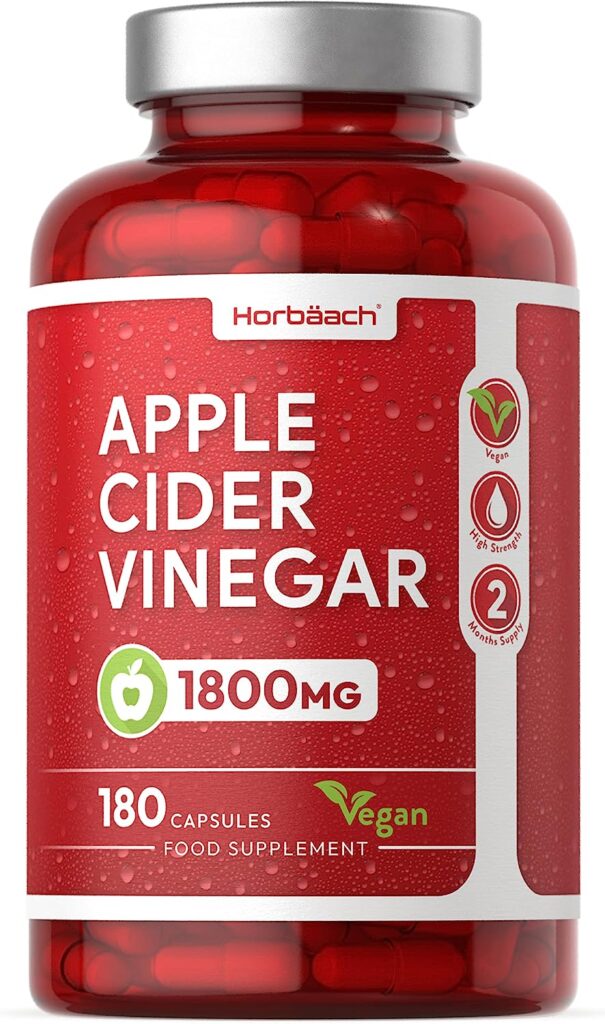 Apple Cider Vinegar Capsules 1800mg | High Strength ACV | 180 Capsules (Not Tablets) | by Horbaach