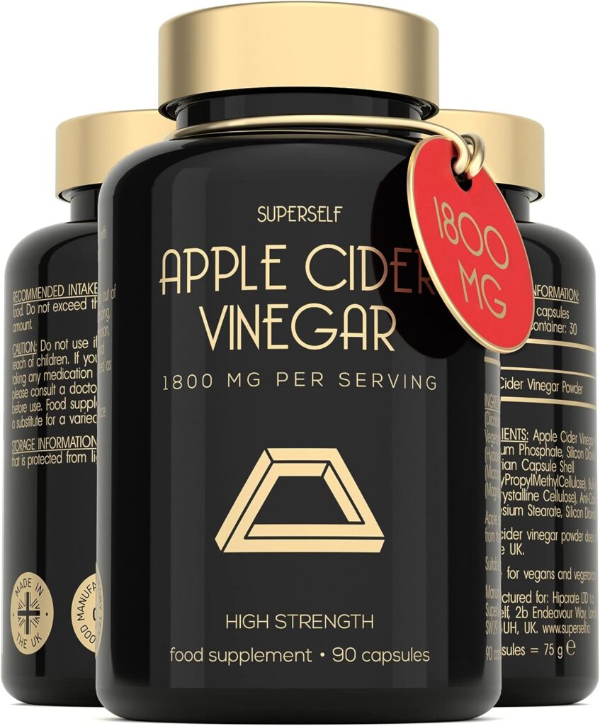 Apple Cider Vinegar Tablets 1800mg - High Strength 90 Capsules - Raw Unfiltered Apple Cider Vinegar with Mother - UK Made Vegan ACV Supplement for Women Men - Keto Diet Friendly Pills That Work Fast