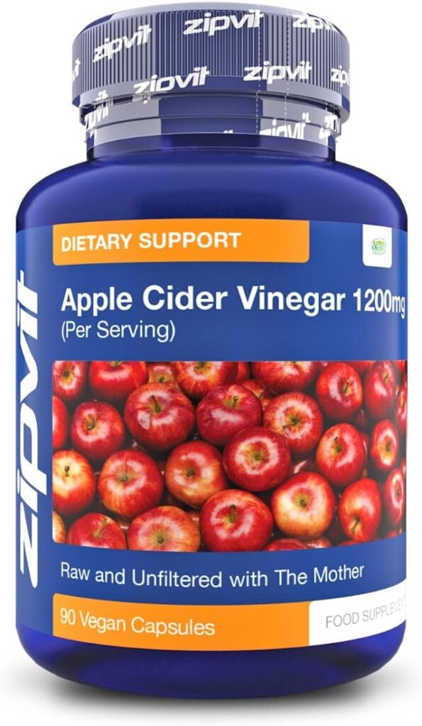 Apple Cider Vinegar with Mother Capsules 1200mg Daily Dose, 90 Vegan Apple Cider Vinegar Capsules. Raw Unfiltered ACV Naturally Rich in Apple Pectin.