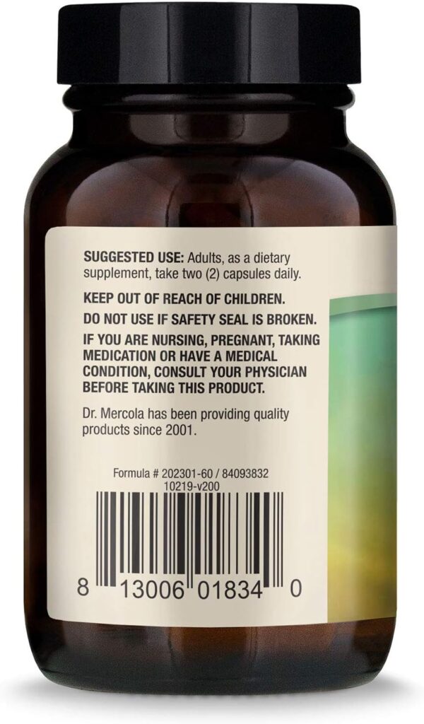 Dr. Mercola Vitamin B Complex with Benfotiamine Dietary Supplement, 30 Servings (60 Capsules), Supports Mood and Energy Production, Non GMO, Soy Free, Gluten Free