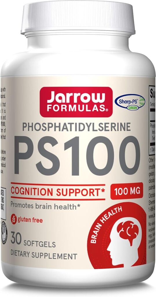 Jarrow Formulas PS100-100 mg Phosphatidylserine (PS) from Sunflower Lecithin (Soy-Free) - 30 Servings (Softgels) - Promotes Brain Health Cognition Support - Dietary Supplement - Gluten Free