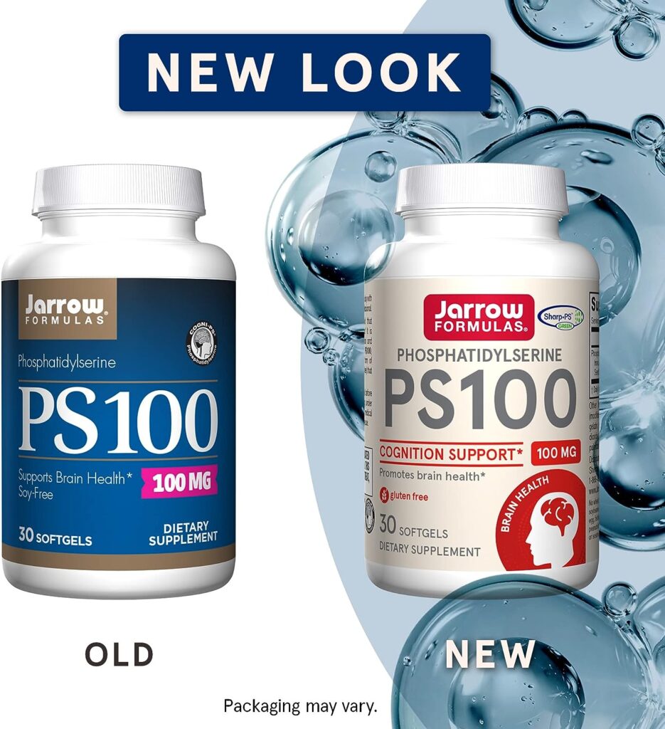 Jarrow Formulas PS100-100 mg Phosphatidylserine (PS) from Sunflower Lecithin (Soy-Free) - 30 Servings (Softgels) - Promotes Brain Health Cognition Support - Dietary Supplement - Gluten Free