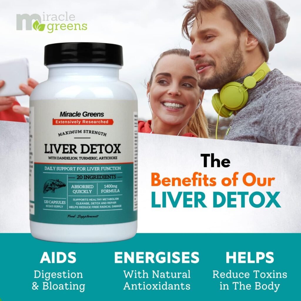 Liver Detox and Repair - 1400mg Complex | Highest Strength Available with 20 Effective Ingredients | Boosted with Dandelion, Turmeric, Grapefruit, Vitamins and More | 120 Capsules - 60 Day Supply