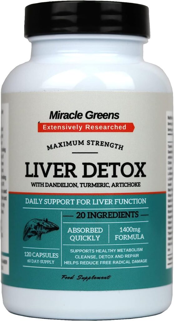 Liver Detox and Repair - 1400mg Complex | Highest Strength Available with 20 Effective Ingredients | Boosted with Dandelion, Turmeric, Grapefruit, Vitamins and More | 120 Capsules - 60 Day Supply