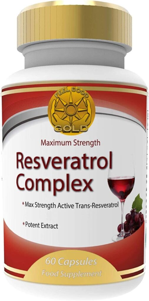 Max Strength Resveratrol Complex Dietary Supplement - 60 Capsules - 150mg Trans-Resveratrol - Feel Good Gold