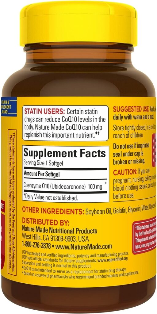 Nature Made CoQ10 100mg, Dietary Supplement for Heart Health Support, 120 Softgels, 120 Day Supply