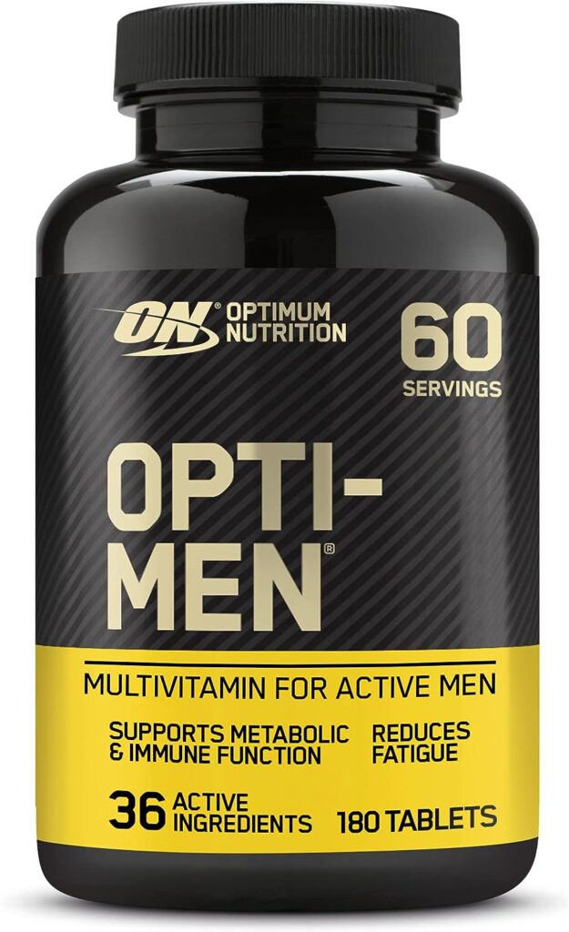 Optimum Nutrition Opti-Men Multi-Vitamin Supplements for Men with Vitamin D, Vitamin C, Vitamin B6 and Amino Acids, Unflavoured, 60 Servings, 180 Capsules