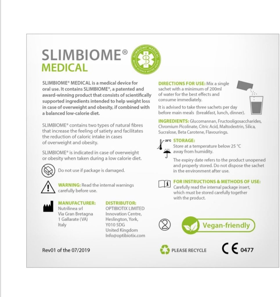 SlimBiome® Medical, Nutritional Supplement, High Strength, Vegan, 5g per Serving, 30 Sachets