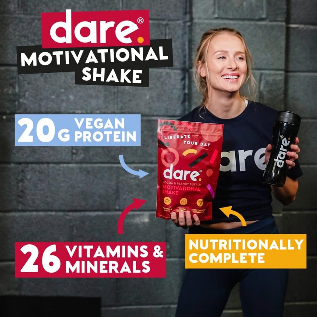 Dare Motivation Nutritionally Complete Meal Replacement Shake - Cocoa Peanut Butter - 20g Vegan Protein and all 26 Essential Vitamins Minerals per Serving - 750g (15 Servings)