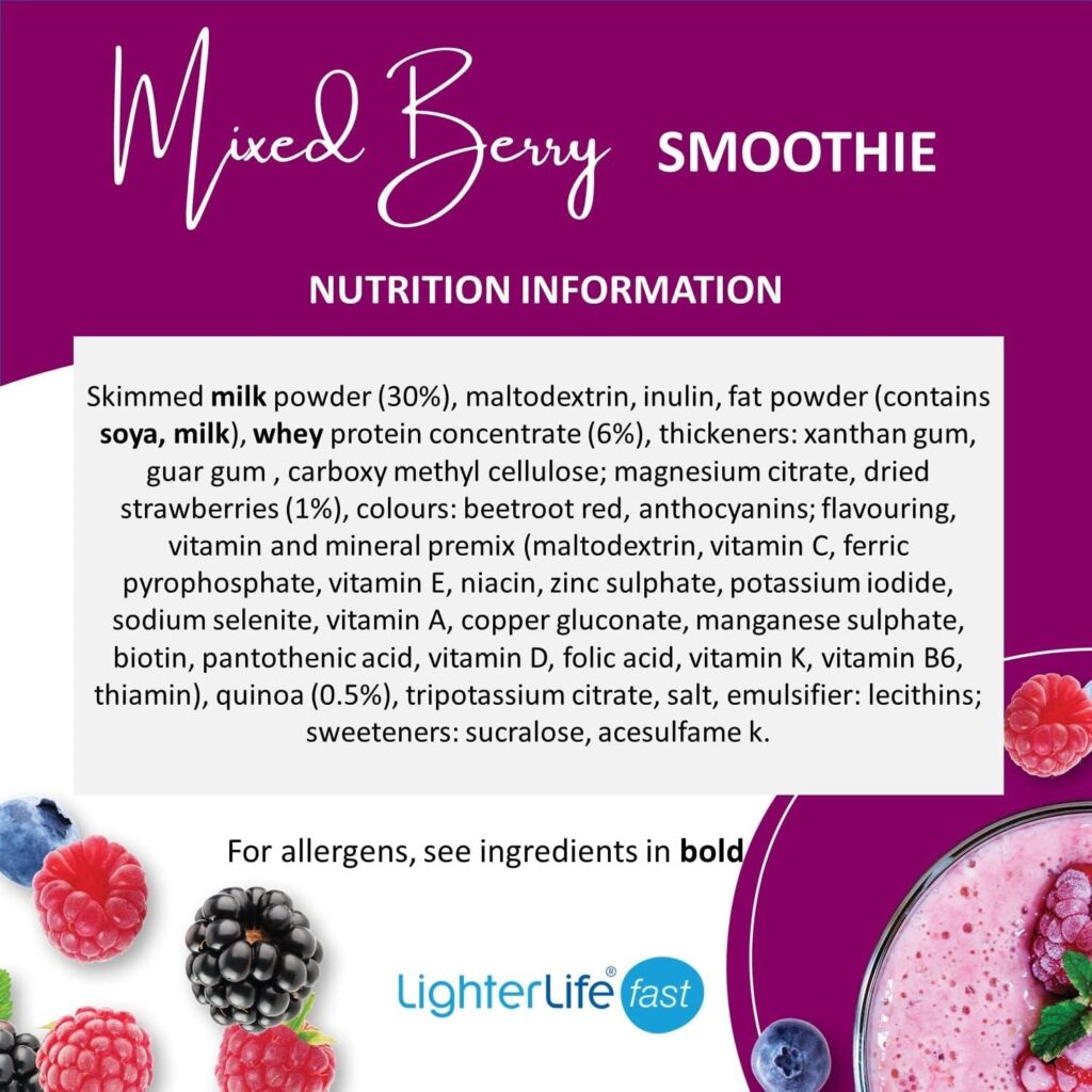 LighterLife Fast Berry Smoothie, High Protein Powder, Meal Replacement with 33% of RDA vitamins and minerals, 8 Servings per Pack