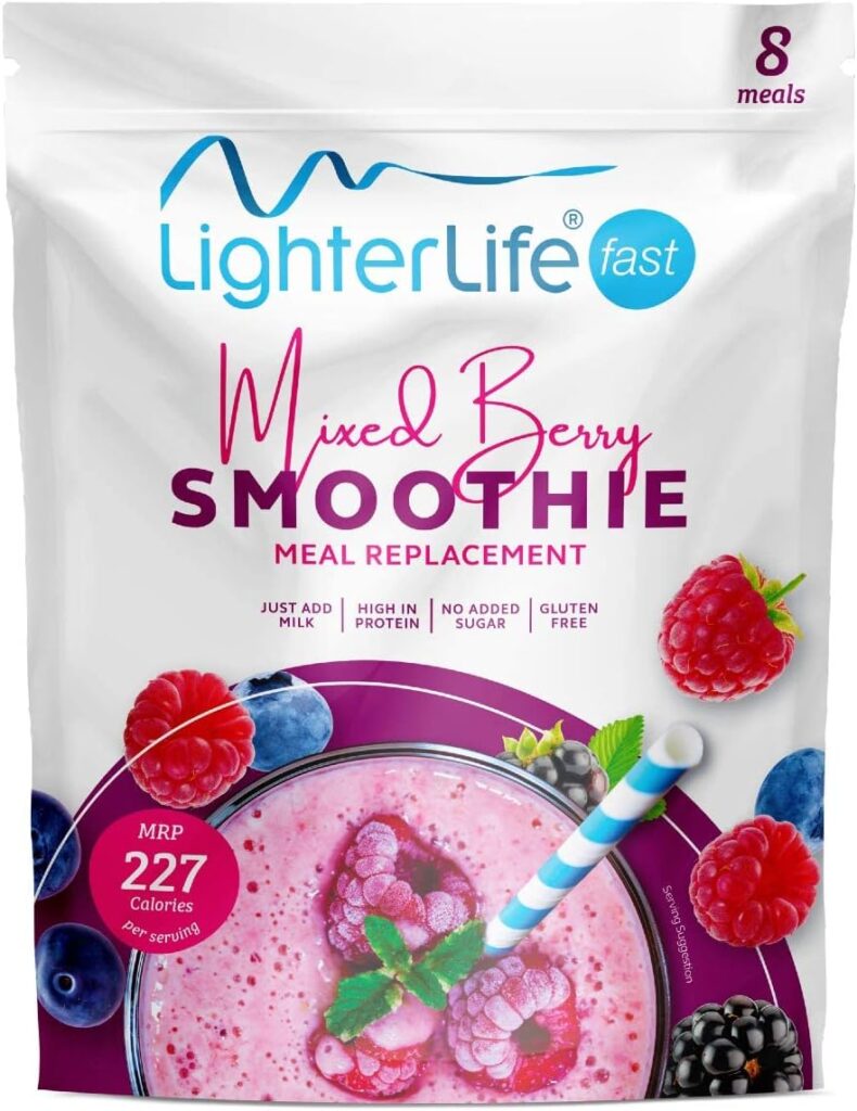 LighterLife Fast Berry Smoothie, High Protein Powder, Meal Replacement with 33% of RDA vitamins and minerals, 8 Servings per Pack