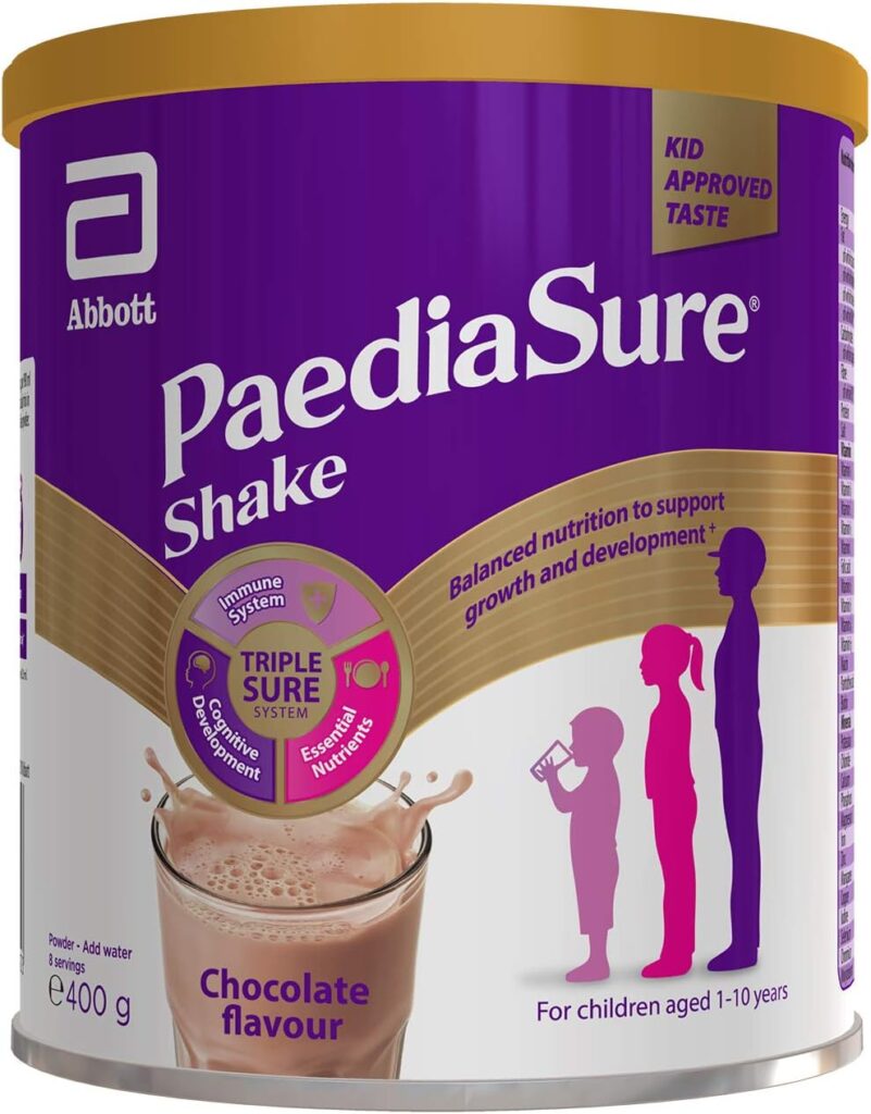 PaediaSure Shake Balanced Nutritional Supplement Drink, Multivitamin for Kids with Protein, Carbohydrates, Essential Fatty Acids and Minerals to Support Growth and Development, 400 g, Chocolate