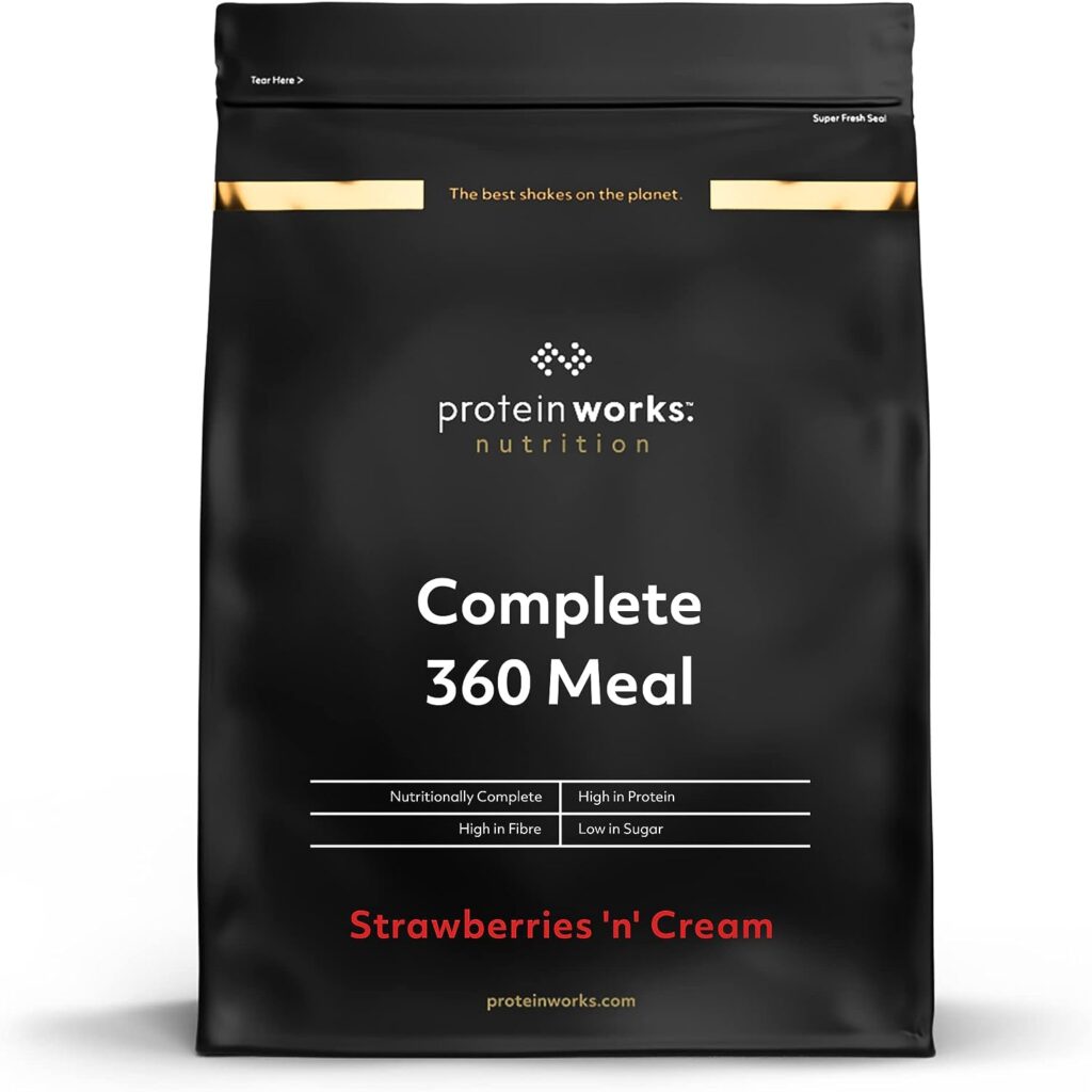 Protein Works - Complete 360 Meal Shake | 400 Calorie Meal Replacement Shake | High Protein Meal | 5 Servings | Strawberries n Cream Classic | 500g