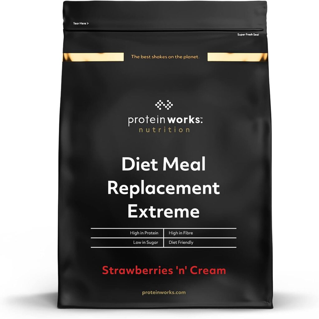 Protein Works - Diet Meal Replacement Extreme Shake | 200 Calorie Meal | High Protein Meal | Supports Weightloss | 16 Servings | Strawberries n Cream | 1kg