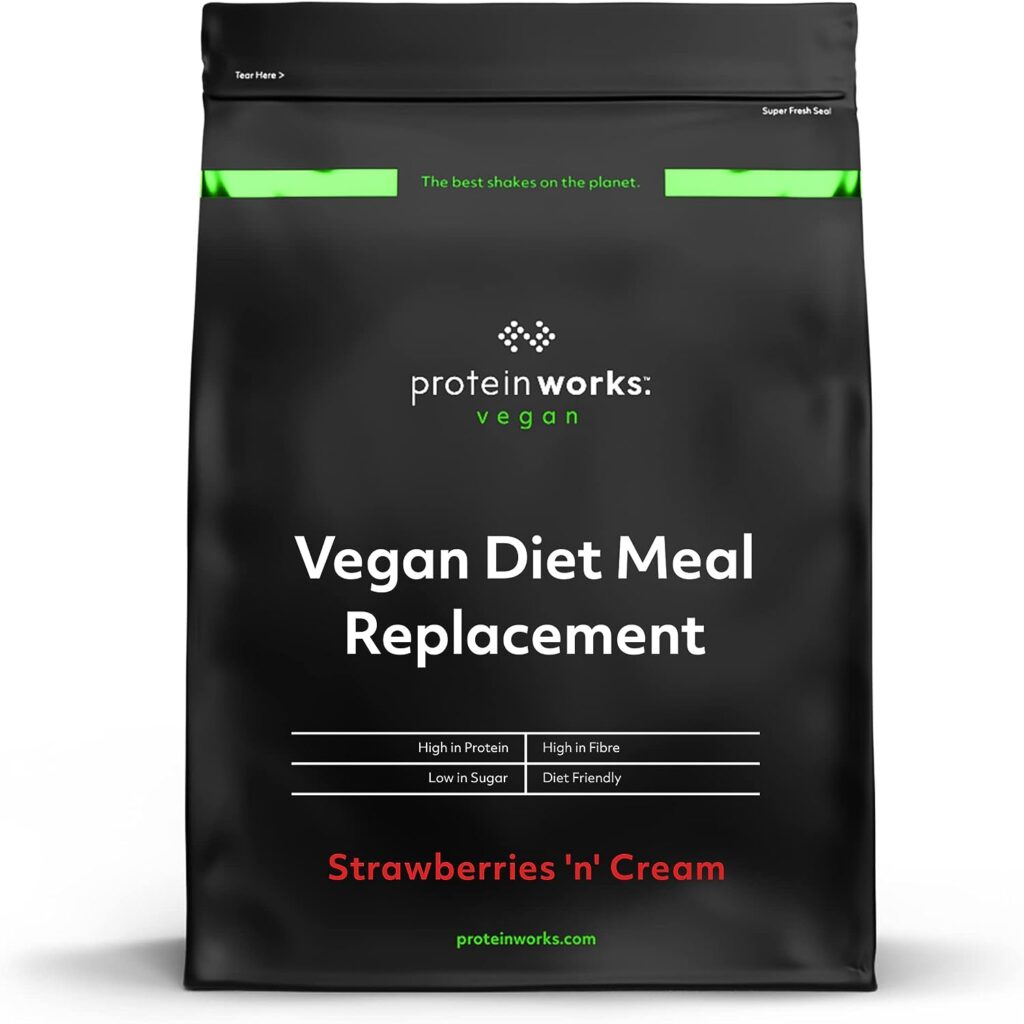 Protein Works - Vegan Diet Meal Replacement Shake | Nutritionally Complete 250 Calorie Meal | Vegan Meal Shake | Plant Based Meal | 14 Servings | Strawberries n Cream | 1kg