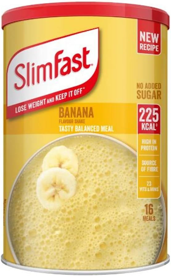 Slim Fast Banana Flavour Shake Powder 584g - 16 Servings Balanced Meal Replacement 225kcal, Rich In Protein, Fibre, 23 Vitamins And Minerals