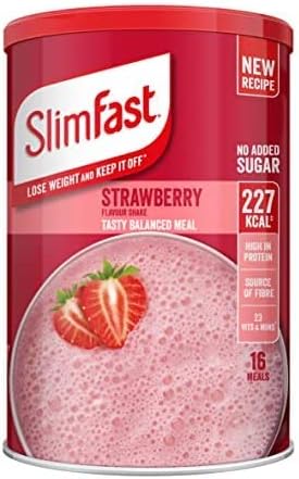 SlimFast Balanced Meal Shake, Healthy Shake for Balanced Diet Plan with Vitamins and Minerals, High in Fibre, Strawberry, Chocolate Banana Flavour, 16 x 3 Servings, 3 x 584 g