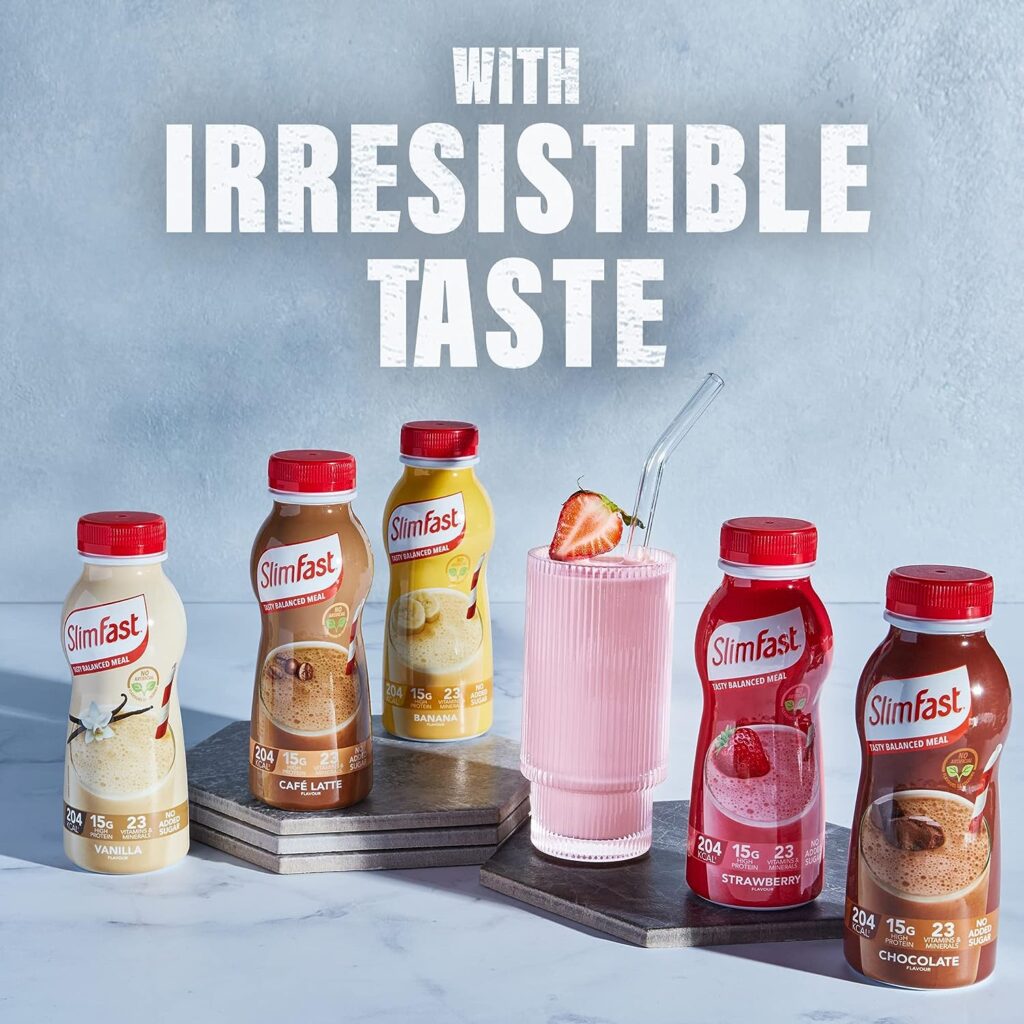 SlimFast Ready To Drink Shake, Tasty, Balanced Shake with 15g protein, 23 Vitamins and Minerals and No Sugar, White Chocolate Raspberry Flavour, 6 x 325 ml Multipack