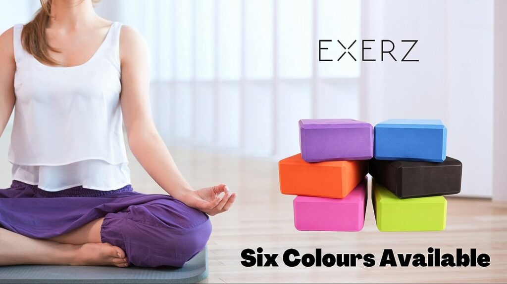 EXERZ Yoga Blocks 2pcs Gym Bricks -Comfortable Fitness Yoga Bricks, Anti-Slip, Lightweight and Travel Friendly Pilates Practice