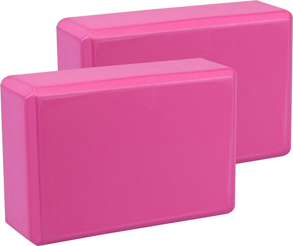 EXERZ Yoga Blocks 2pcs Gym Bricks -Comfortable Fitness Yoga Bricks, Anti-Slip, Lightweight and Travel Friendly Pilates Practice