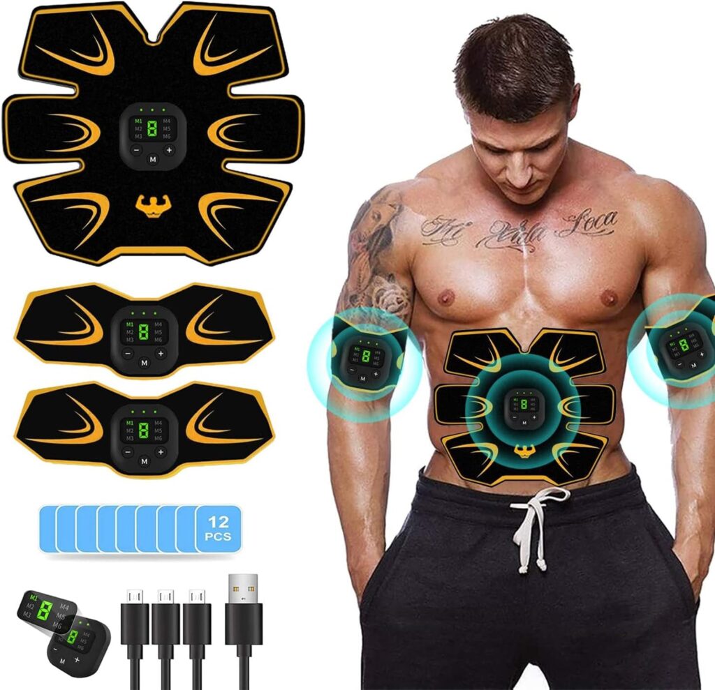 Moonssy ABS Trainer Muscle Stimulator,EMS Muscle Stimulator,Abs Stimulator Workout Equipment For Men Women,EMS Abdominal Toning/Waist/Leg/Arm/with 6 Modes