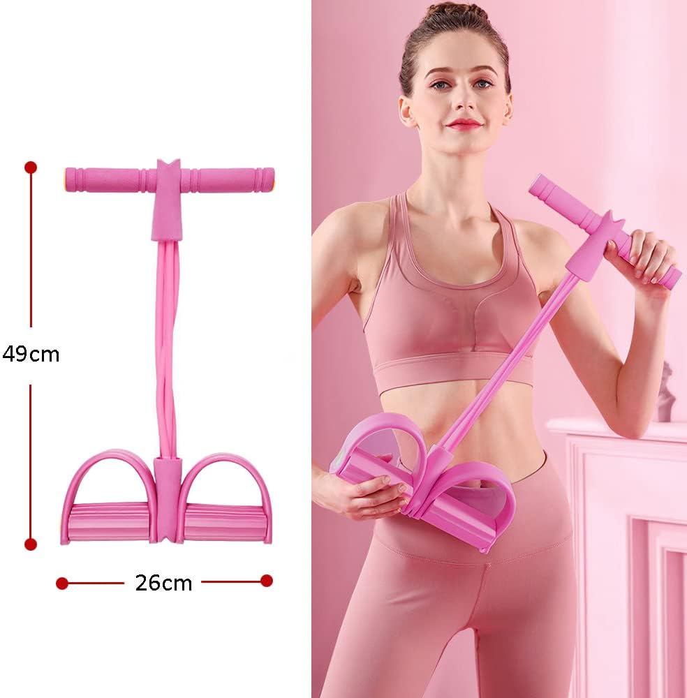 Multifunction Resistance Training 4 Tube Pedal Resistance Band Sit-up Pull Rope Fitness Pedal Exerciser Tension Rope Sport Trainer Equipment for Legs Fitness Arm Leg Slimming Training