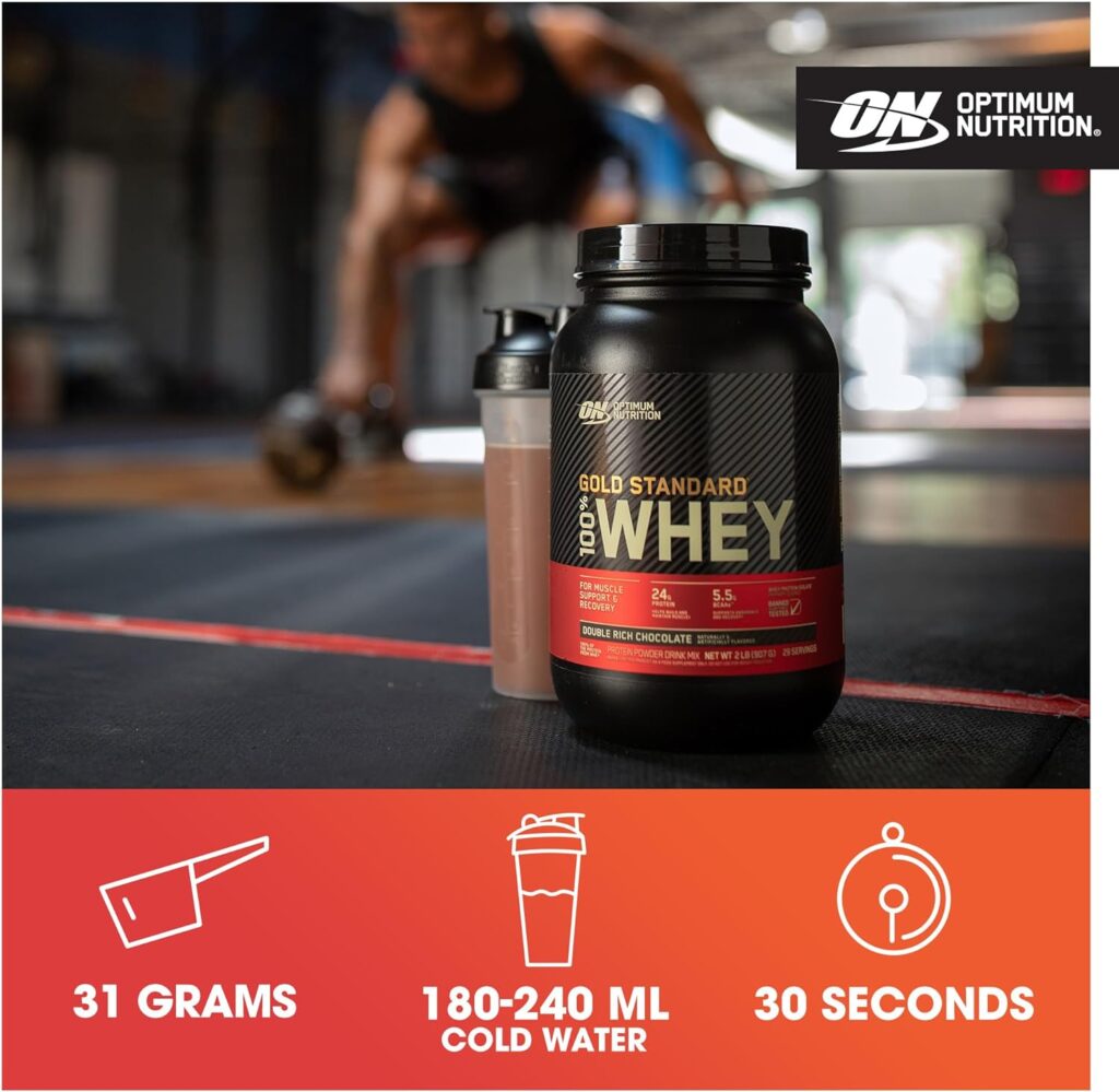 Optimum Nutrition Gold Standard Whey Muscle Building and Recovery Protein Powder With Naturally Occurring Glutamine and Amino Acids, Extreme Milk Chocolate, 71 Servings, 2.27 kg, Packaging May Vary