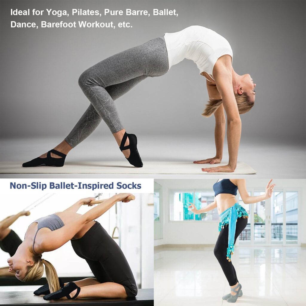 Ozaiic Yoga Socks for Women with Grips, Non-Slip Five Toe Socks for Pilates, Barre, Ballet, Dance, Workout, Fitness