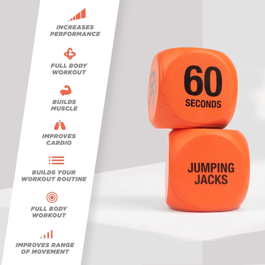 Phoenix Fitness Exercise Dice - Workout Dice Game for Cardio, HIIT and Exercise Classes - Full Body Training Routine for Home Gym - Orange