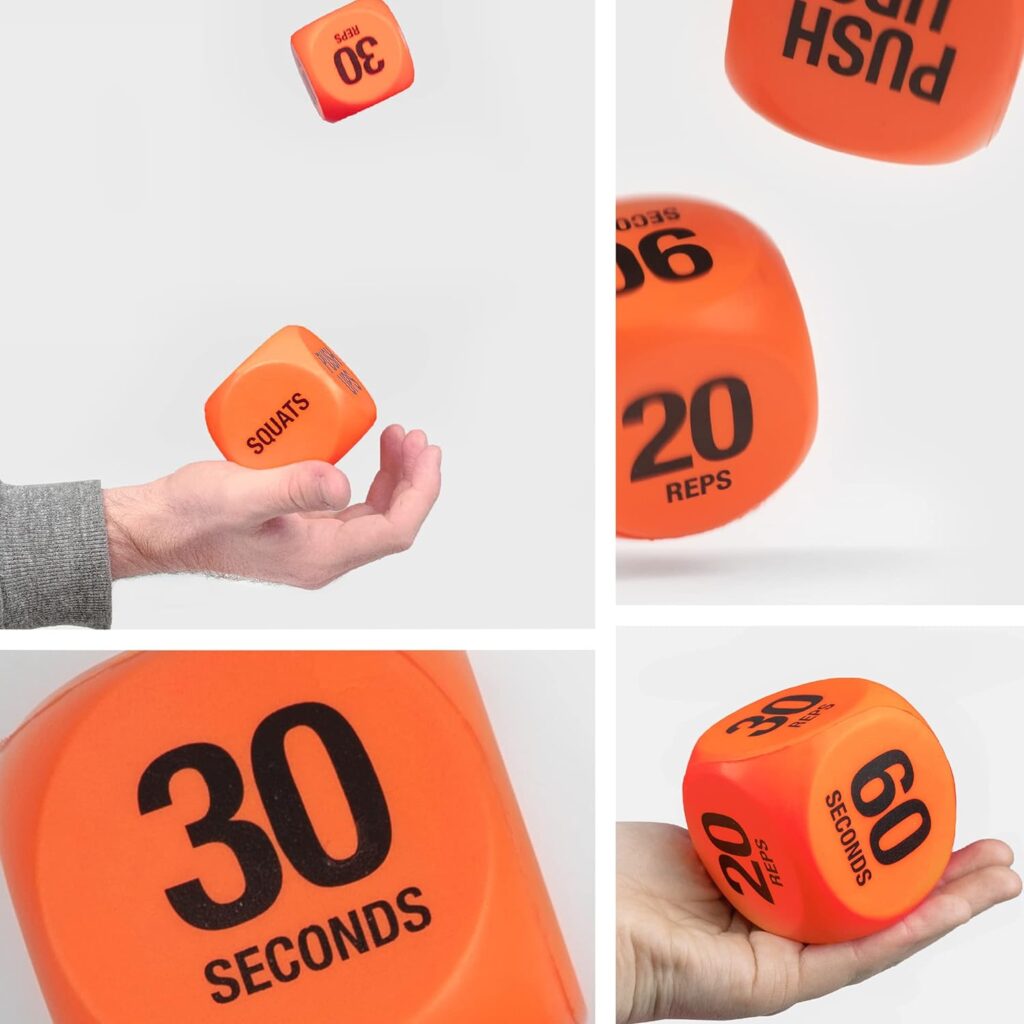 Phoenix Fitness Exercise Dice - Workout Dice Game for Cardio, HIIT and Exercise Classes - Full Body Training Routine for Home Gym - Orange