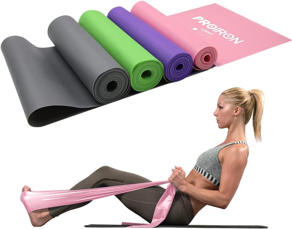 PROIRON Latex-Free Resistance Bands, Exercise Bands for Strength Training, Yoga, Pilates, Stretching, Home Gym Workout, Upper Lower Body, Light Medium Heavy