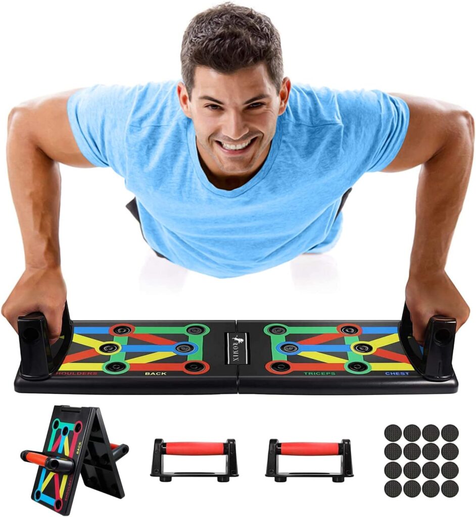 ROMIX Push Up Board, 12 in 1 Multifunctional Portable Press Up Board System, Colour Coded Muscle Board Rack Strength Training Fitness Equipment for Home Gym Exercise Body Building Workout Men Women