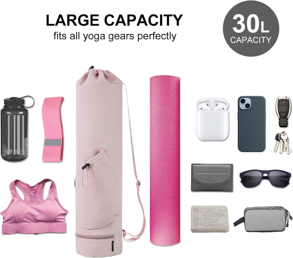 sportsnew Yoga Mat Bag Large with Adjustable Carry Strap Pilates Bag with Bottle Pocket and Wet Compartment