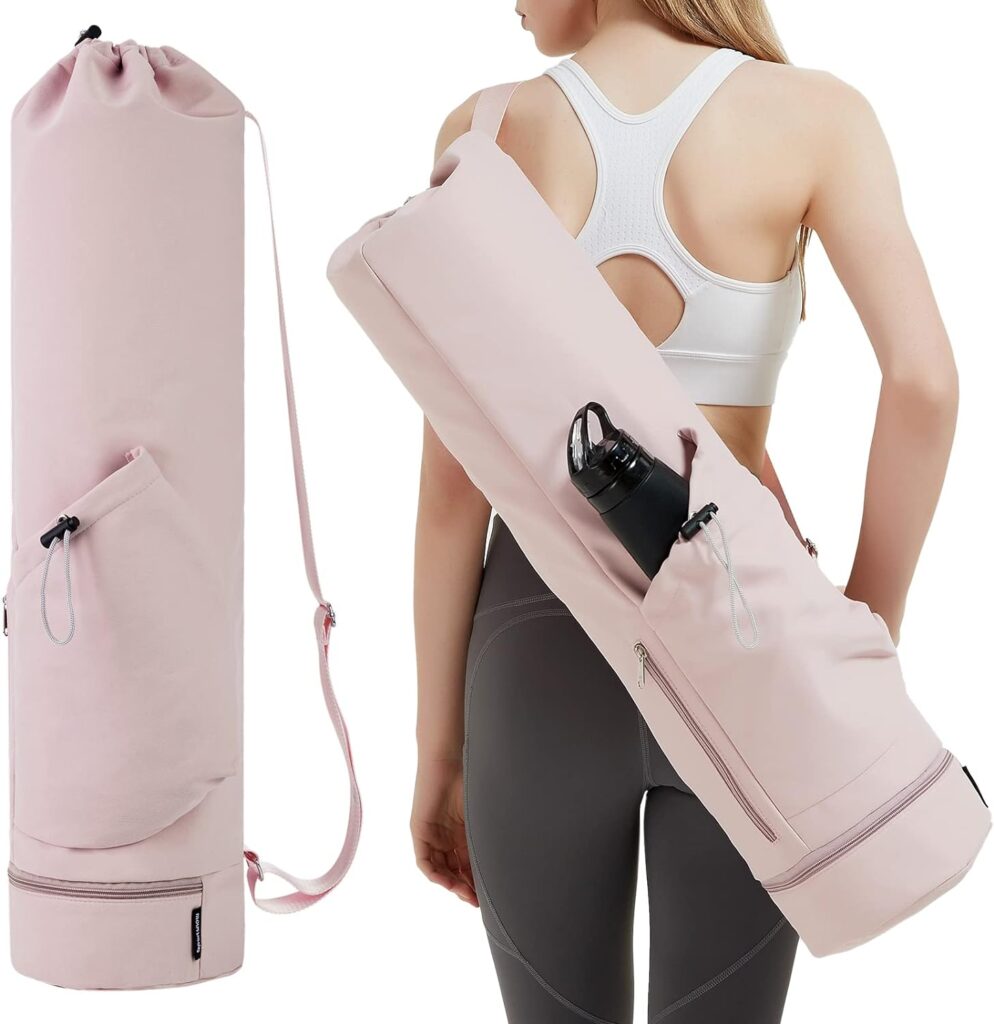 sportsnew Yoga Mat Bag Large with Adjustable Carry Strap Pilates Bag with Bottle Pocket and Wet Compartment