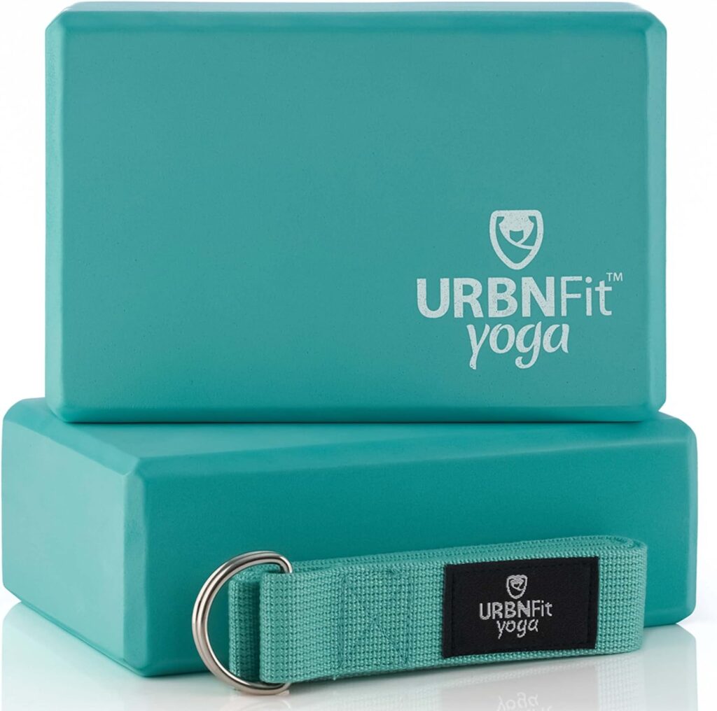 URBNFit Yoga Block - Moisture Resistant High Density Foam Blocks - Bolster to Improve Balance Flexibility - Fitness Bricks for Pilates Gym w/ PDF Guide