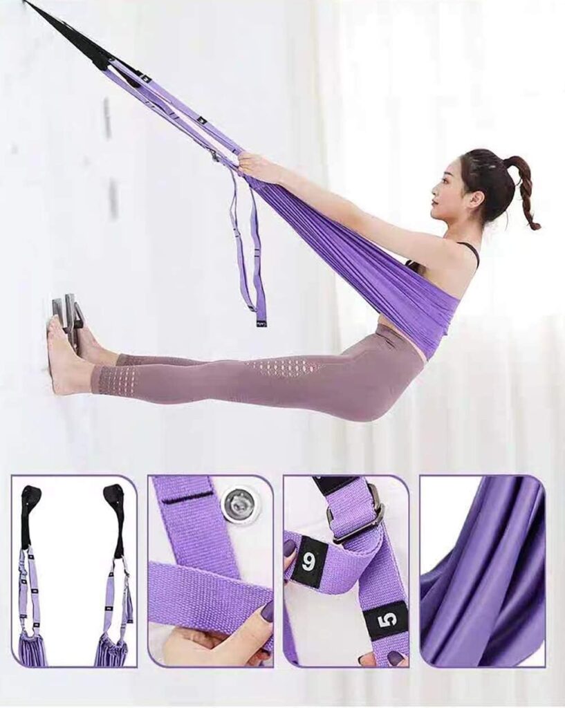 Yoga Stretching Strap, Adjustable Height Leg Stretcher Waist Back Stretch Band, Exercises Door Flexibility Tensile Trainer for Rehab Pilates Dance Splits