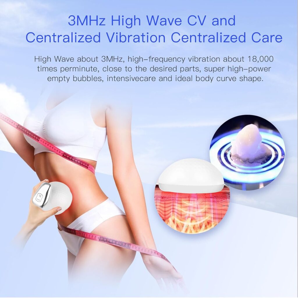 Cavitation Machine - 5 in 1 RF EMS for Body Sculpting with Vibration, Red/Blue/Purple Light, Waterproof Design, and 3 Modes for Skin Tightening Shape Body