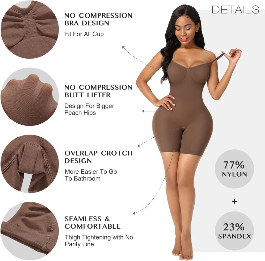 FeelinGirl Comfortable Full Bodysuit for Women Butt Lifter Seamless Shapewear for Women Tummy Control Thigh Slimmer XS-5XL