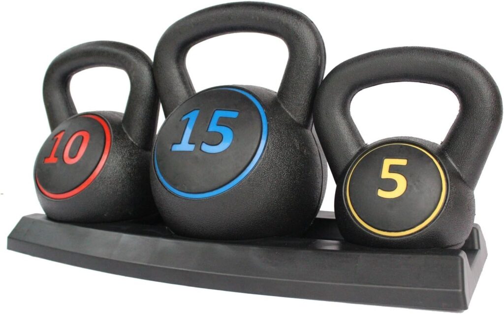 HIONRE 3pce Kettlebell Weight Set with Stand for Cross Training, MMA Training, Home Exercise - 5, 10 15lbs (2.2kg, 4.5kg 6.8 kg), Black (KB01S) : Amazon.co.uk: Sports Outdoors