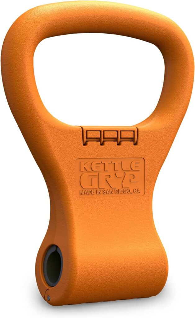 Kettle Gryp Kettlebell Adjustable Portable Weight Grip Travel Workout Equipment Gear for Gym Bag, Crossfit WOD, Weightlifting, Bodybuilding, Lose Weight | Clamps to Dumbells, orange