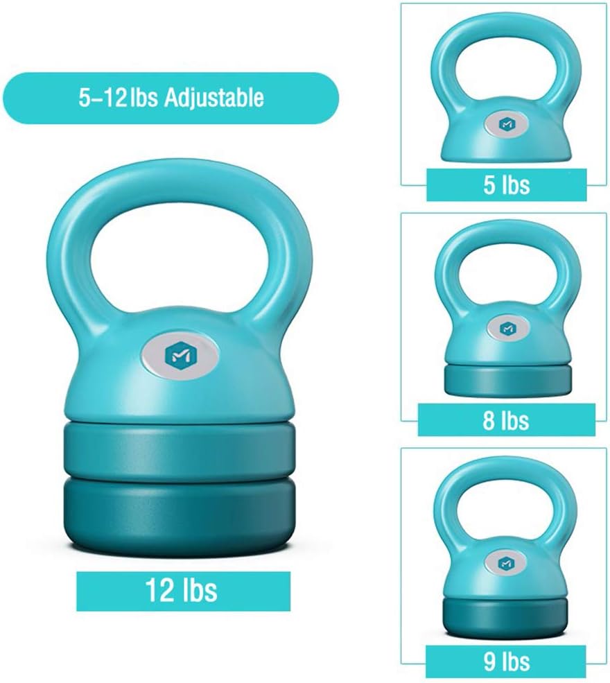 Kettlebell set Adjustable Kettlebells Weights 5lbs, 8lbs, 9lbs, 12lbs for Women/Men Training Fitness Great for Full-Body Workout and Strength Training (Blue)