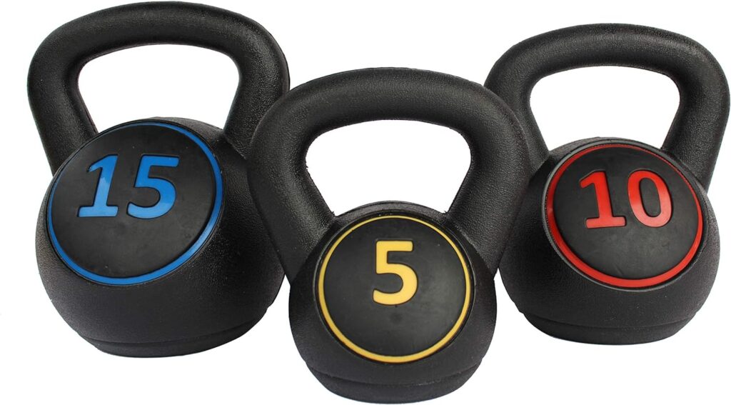 KKB Sport 3pce Kettlebell Weight Set with Stand for Cross Training, MMA Training, Home Exercise - 5, 10 15lbs (2.2kg, 4.5kg 6.8 kg)