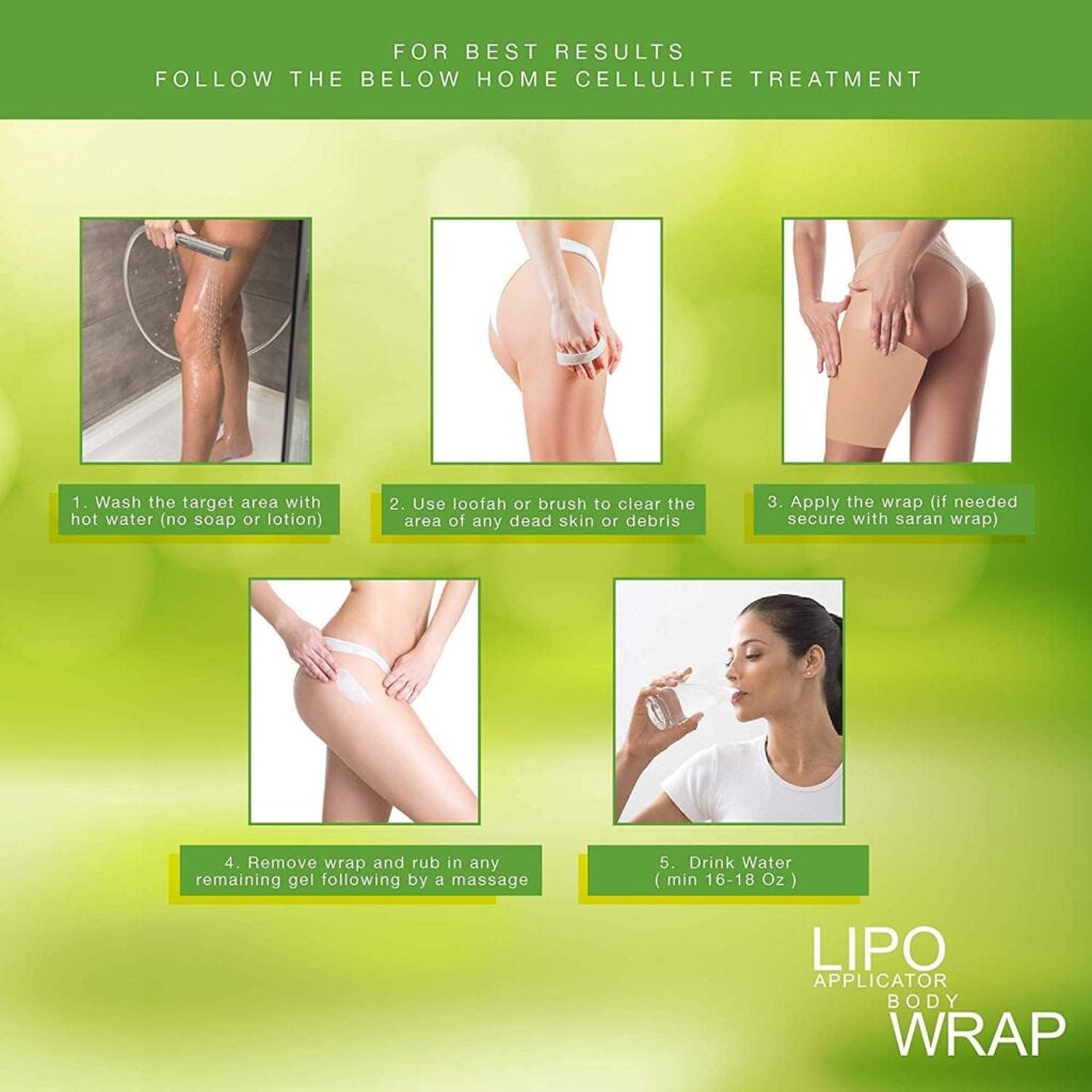 Lipo applicator Tummy Body Wrap with Guarana, Green Tea, Seaweed Wraps Works for Stomach Belly Legs Arms Abdomen (4 WRAPS)