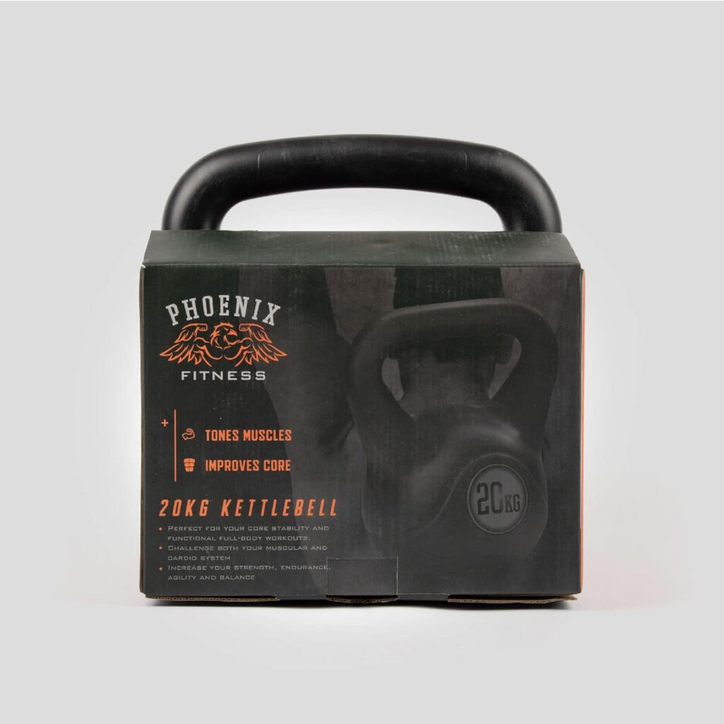 Phoenix Fitness 4KG, 6KG. 8KG, 12KG, 16KG and 20KG Kettlebell - Heavy Weight Kettle Bell for Strength Cardio Training - Kettlebells for Home and Gym Fitness Workout for Bodybuilding Weight Lifting