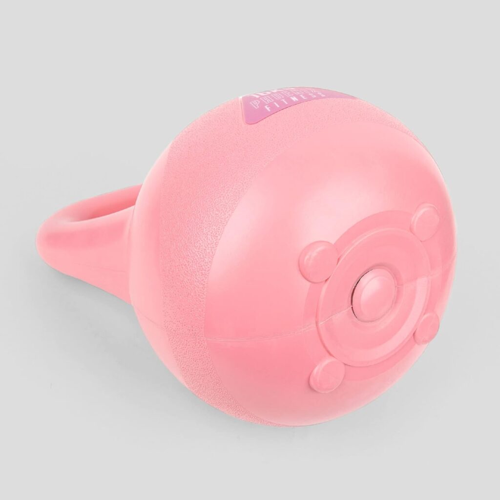 Phoenix Fitness Vinyl Kettlebell - Heavy Weight Kettle Bell for Home Gym Workout Equipment Strength Fitness Pilates Weight Training - Various Weights - Pink