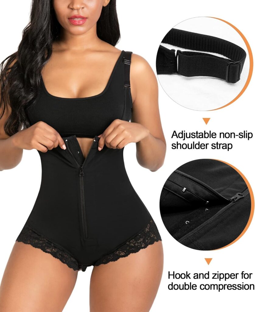 SHAPERX Shapewear for Women Tummy Control Body Shaper Fajas Colombianas Zipper Open Bust Bodysuit