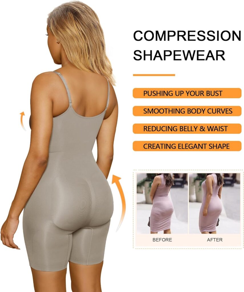 SHAPERX Shapewear for Women Tummy Control Bodysuit Butt Lifter Full Body Shaper Shorts One Piece