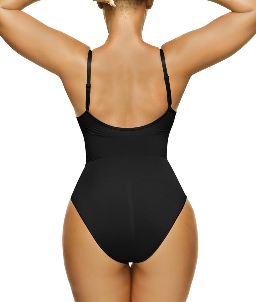 SHAPERX Women Bodysuit Tummy Control Shapewear Seamless Sculpting Body Shaper Thong Adjustable Straps