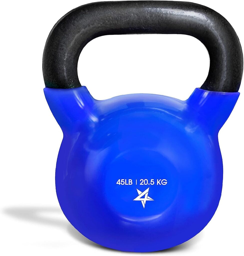 Yes4All 2-20kg Vinyl Coated Cast Iron Kettlebell, Kettle Bell Weight Sets - Blue Kettlebells