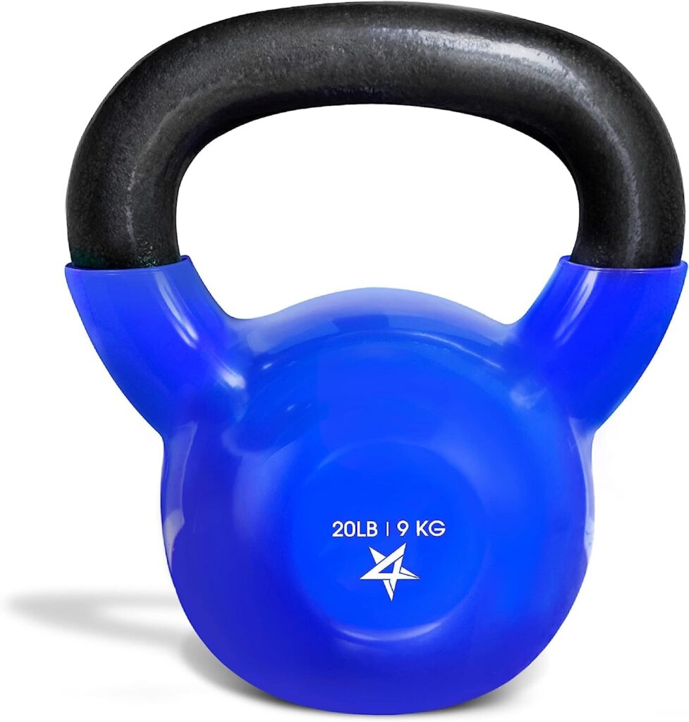 Yes4All 2-20kg Vinyl Coated Cast Iron Kettlebell, Kettle Bell Weight Sets - Blue Kettlebells